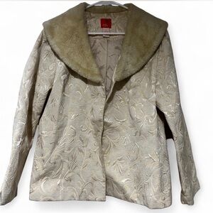 Hearts of Palm Cream Blazer with Faux Fur Collar